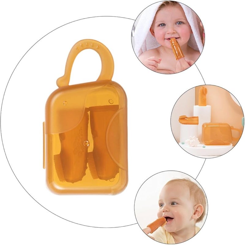 Soft Silicone Finger Toothbrush with Storage Box Cartoon Design for Kids Oral Care Travel Friendly - Image 5